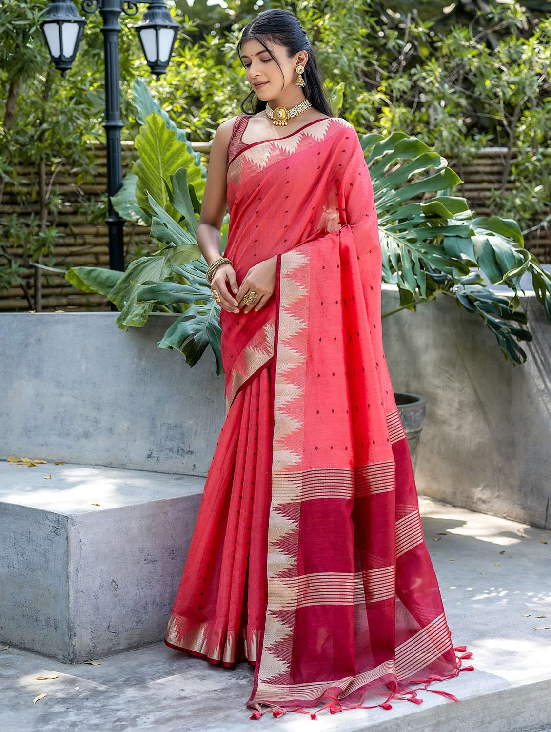 women coral bhagalpuri saree with blouse - 21294710 - Zoom Image - 0