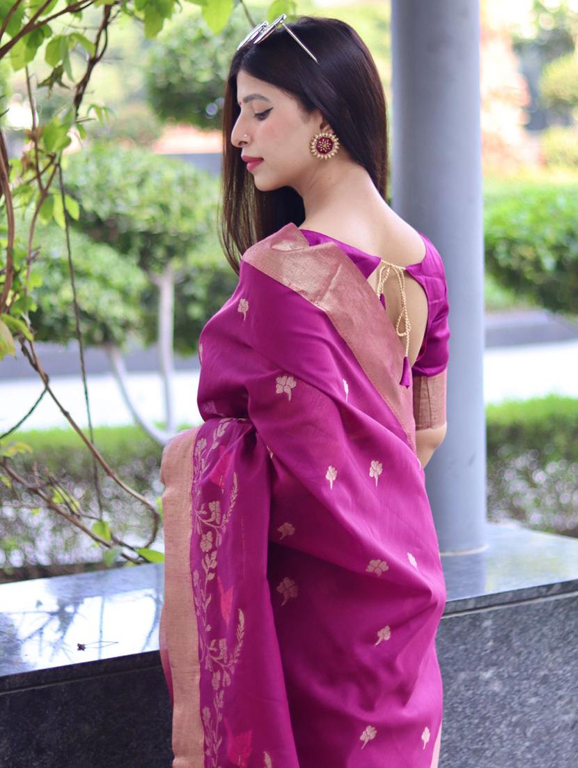 women purple mysore silk saree with blouse - 21294714 - Standard Image - 3
