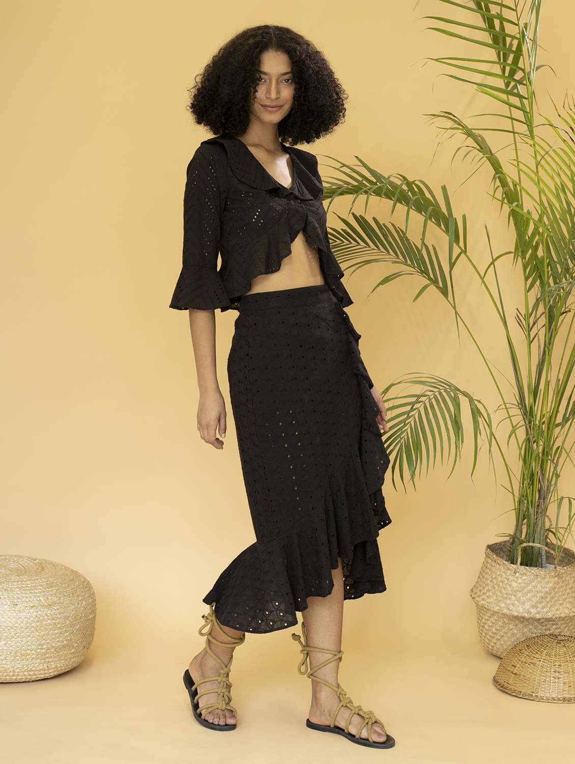 women schiffli detailed ruffled top - 21295242 -  Standard Image - 3