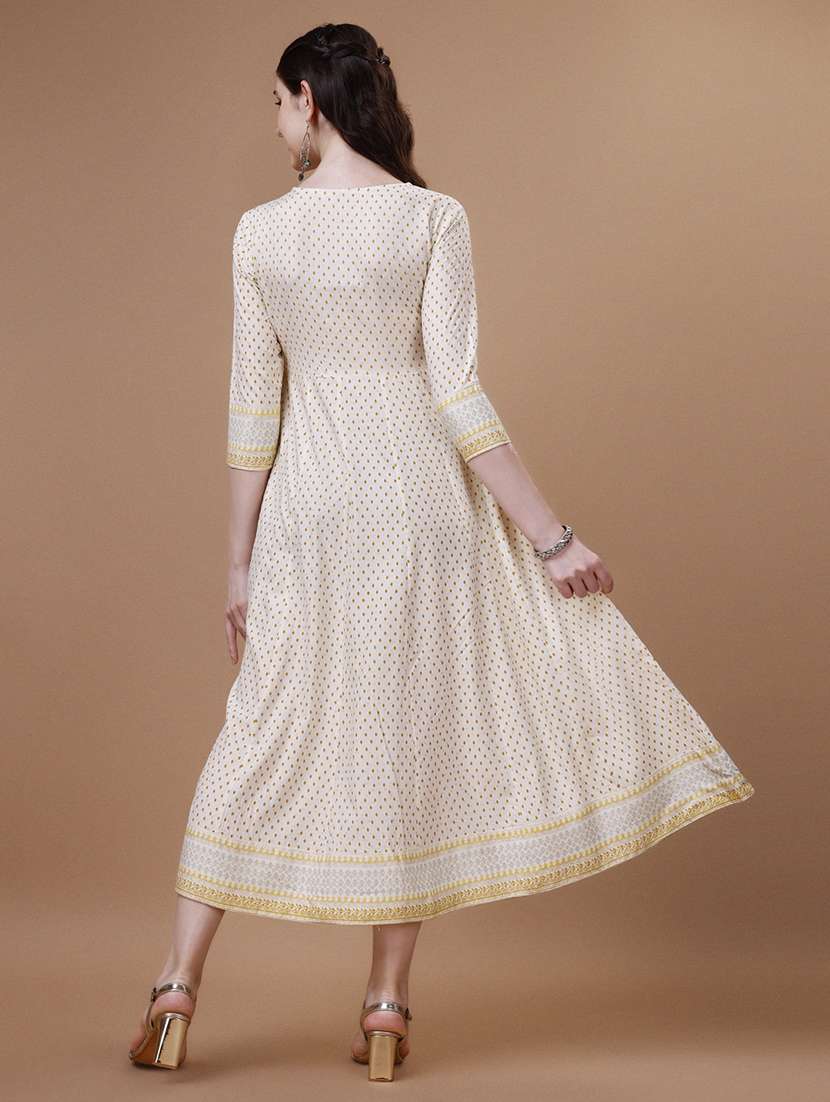 cream viscose anarkali ethnic dress - 21295456 - Standard Image - 3