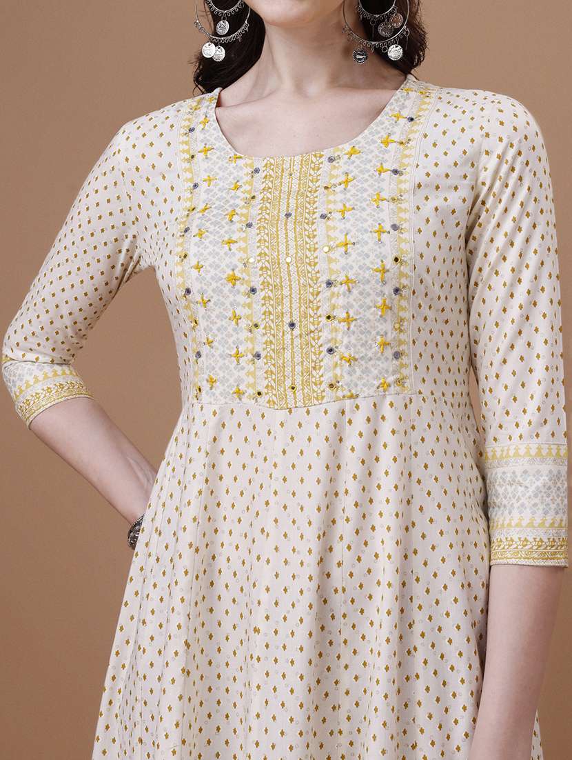 cream viscose anarkali ethnic dress - 21295456 - Standard Image - 5
