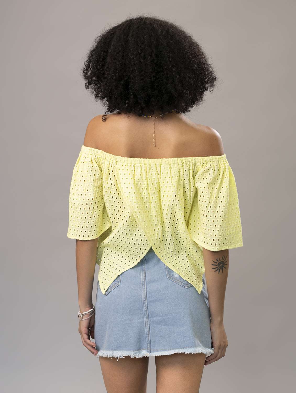 women off shoulder schiffli top - 21295516 - Standard Image - 3
