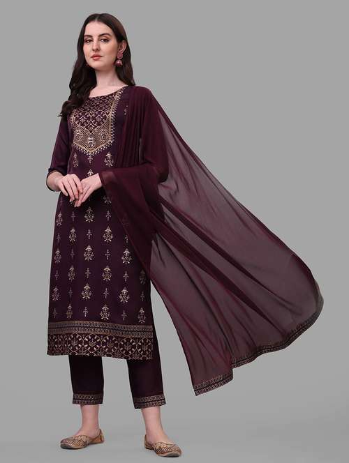 women three quarter sleeve kurta pant with dupatta set - 21295661 - Standard Image - 0