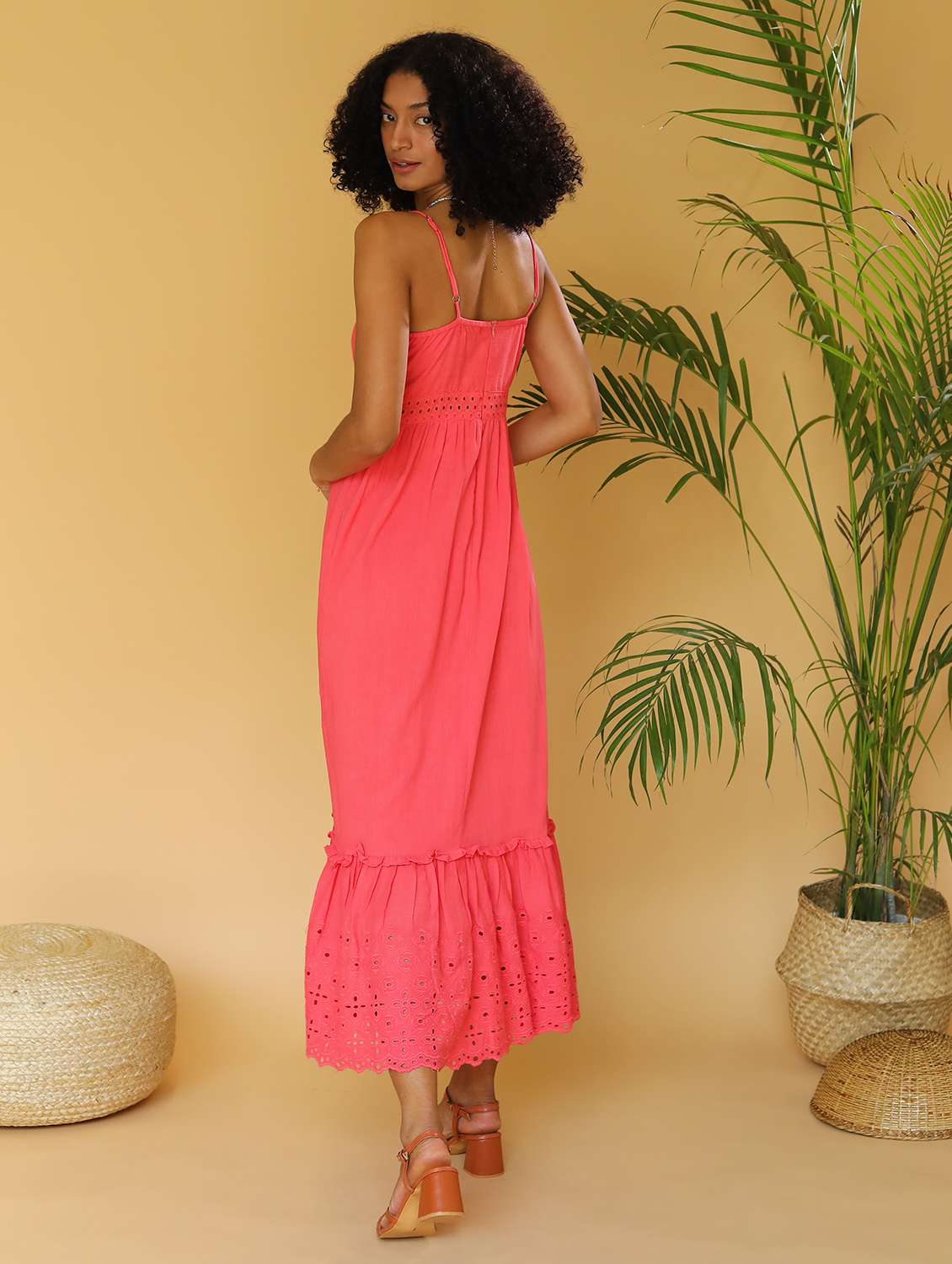 women shoulder strap schiffli tiered dress - 21295814 -  Standard Image - 3