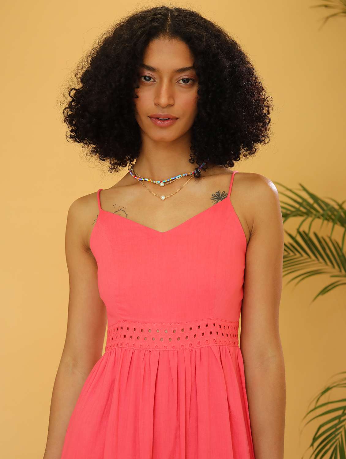 women shoulder strap schiffli tiered dress - 21295814 -  Standard Image - 5