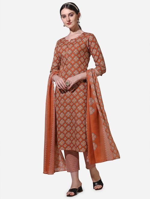 rust printed suit set - 21295882 -  Standard Image - 0