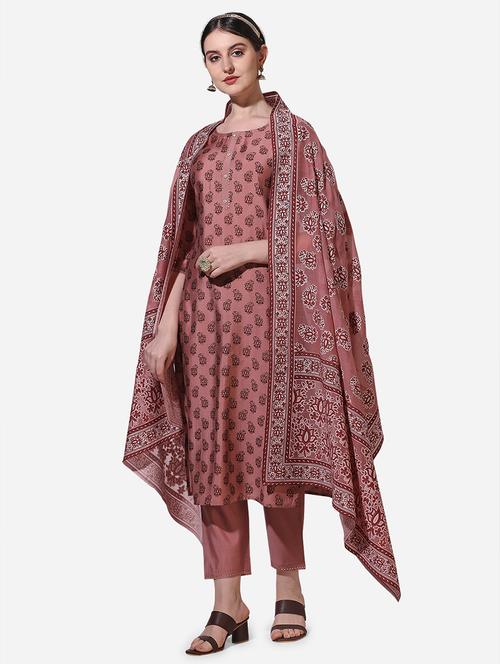 women three quarter sleeve kurta pant with dupatta set - 21295921 -  Standard Image - 0