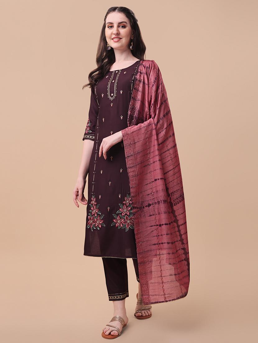 purple self design suit set - 21296003 - Zoom Image - 0