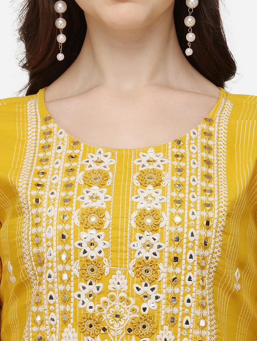 yellow printed kurta & dupatta set - 21296068 - Standard Image - 3