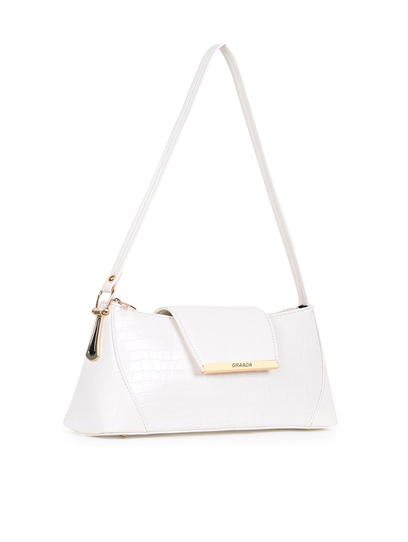 white leatherette sling bag