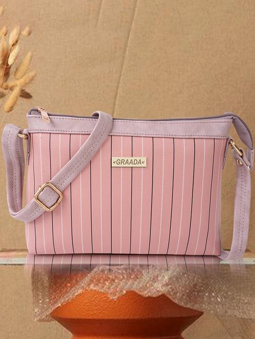 pink leatherette (pu) sling bag - 21296657 - Standard Image - 0
