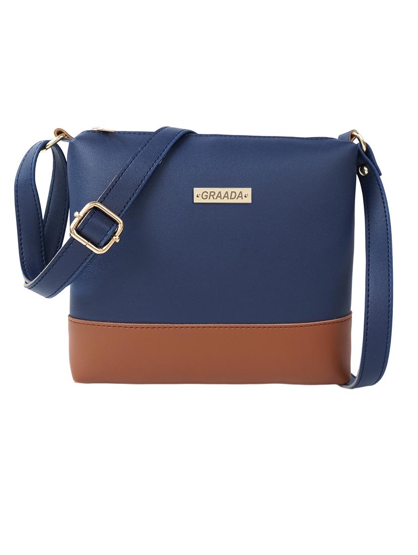 navy blue leatherette sling bag - 21296671 -  Zoom Image - 0