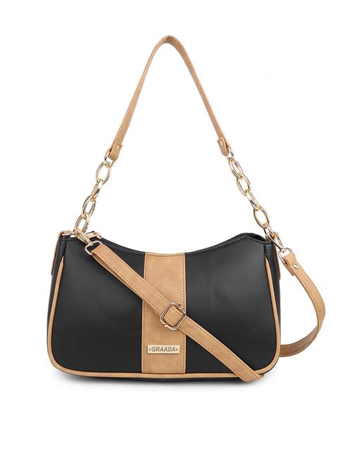 black leatherette sling bag - 21296682 - Standard Image - 0