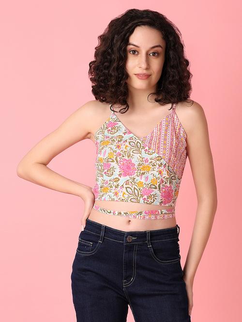 women multi coloured cotton crop top - 21296837 - Standard Image - 0