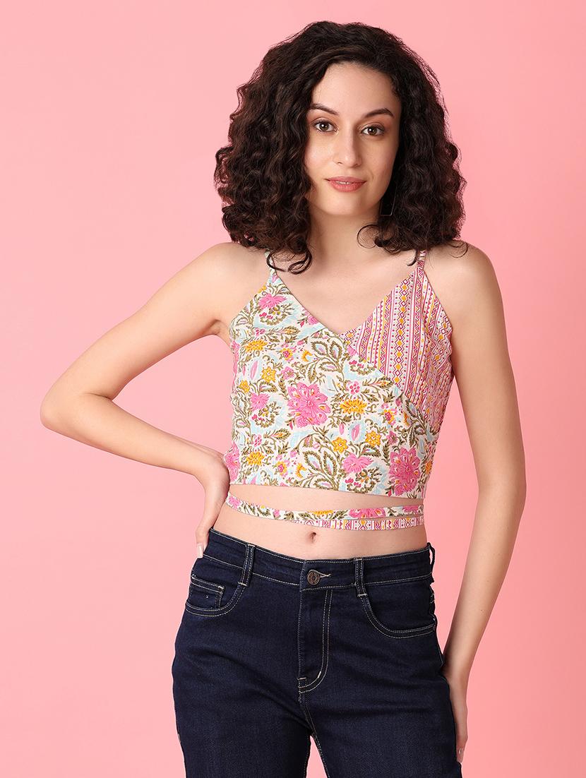 women multi coloured cotton crop top - 21296837 - Zoom Image - 0