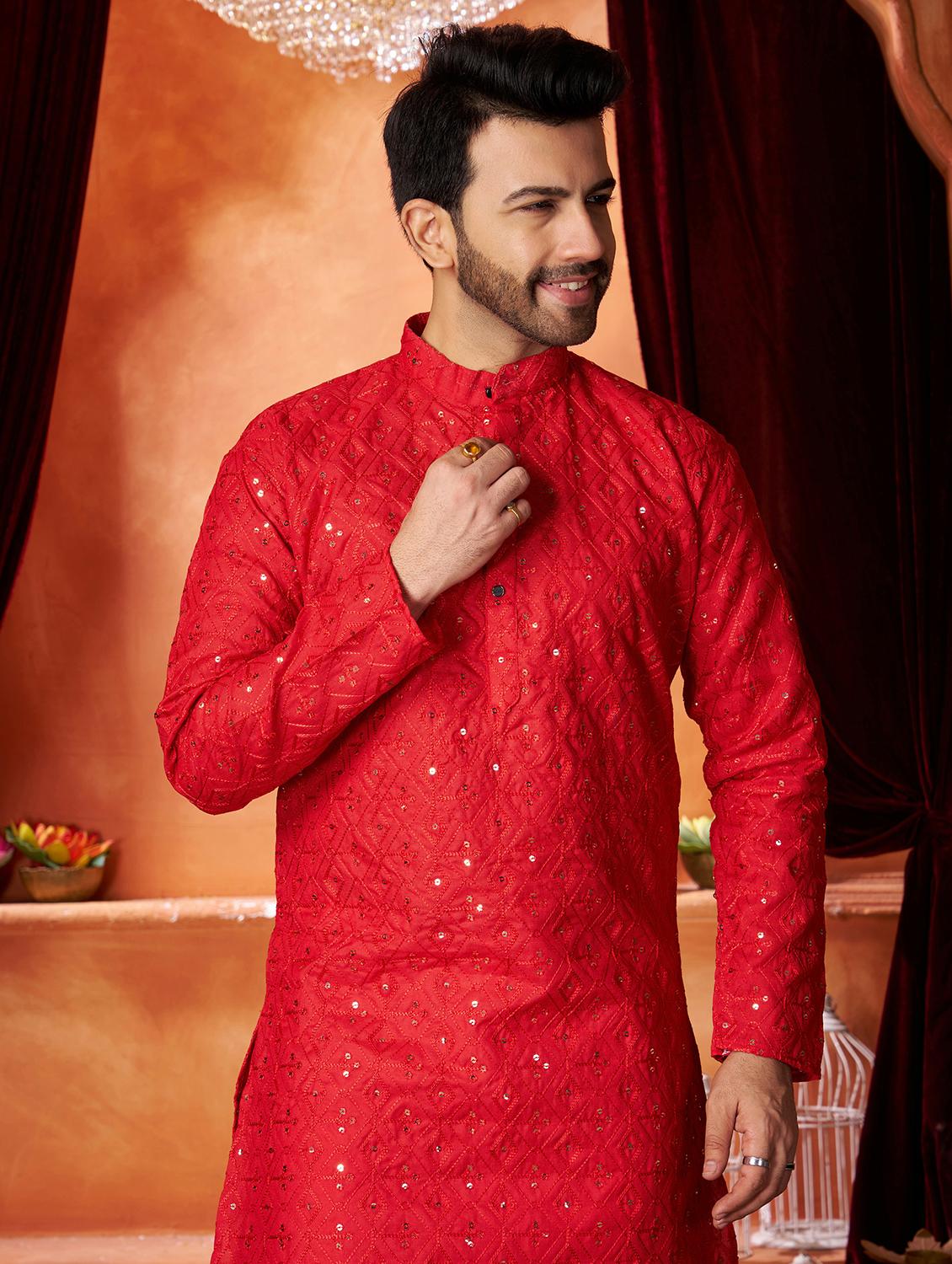 men embroidered cotton long kurta - 21297245 - Standard Image - 3