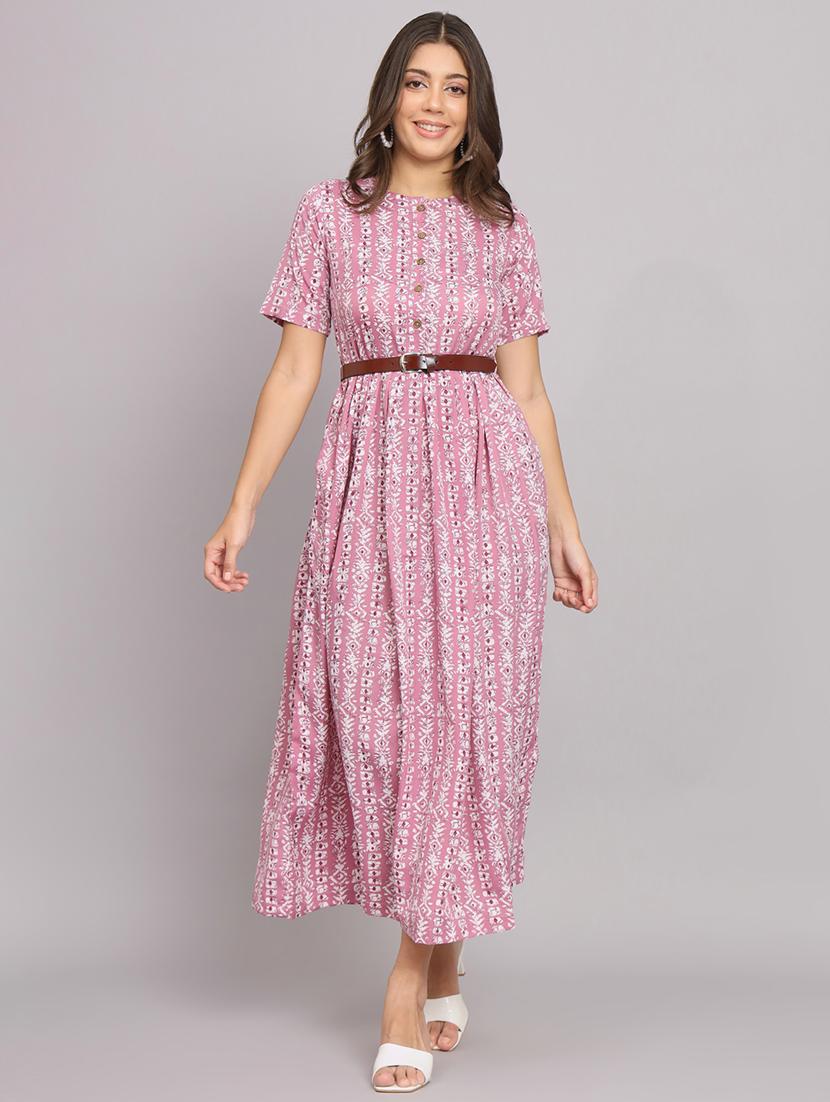 pink crepe aline dress - 21297305 - Zoom Image - 0