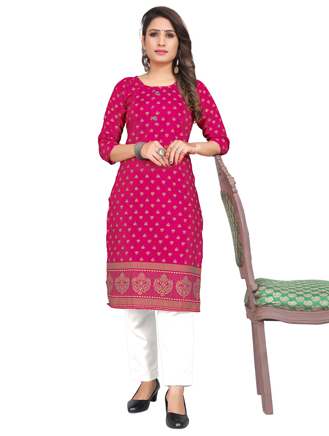 women round neck printed straight kurta - 21297520 - Zoom Image - 0