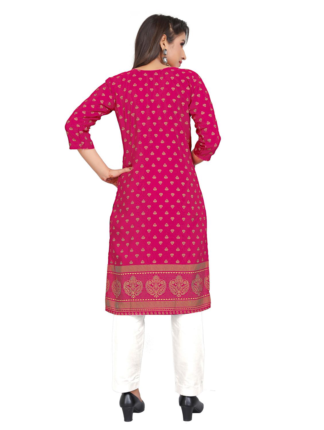 women round neck printed straight kurta - 21297520 - Standard Image - 3