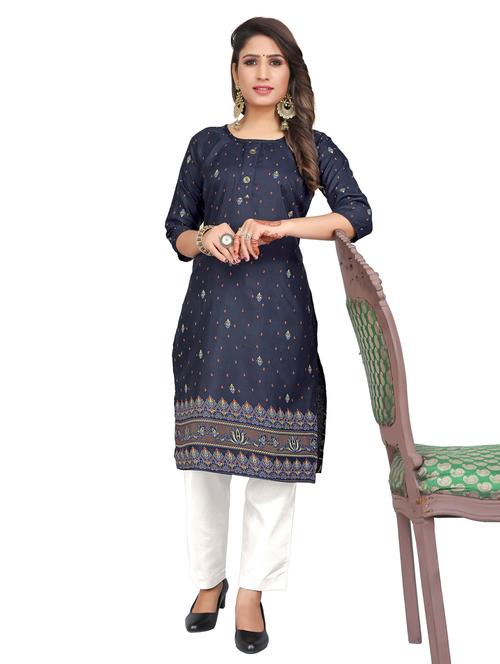 women round neck printed straight kurta - 21297647 - Standard Image - 0