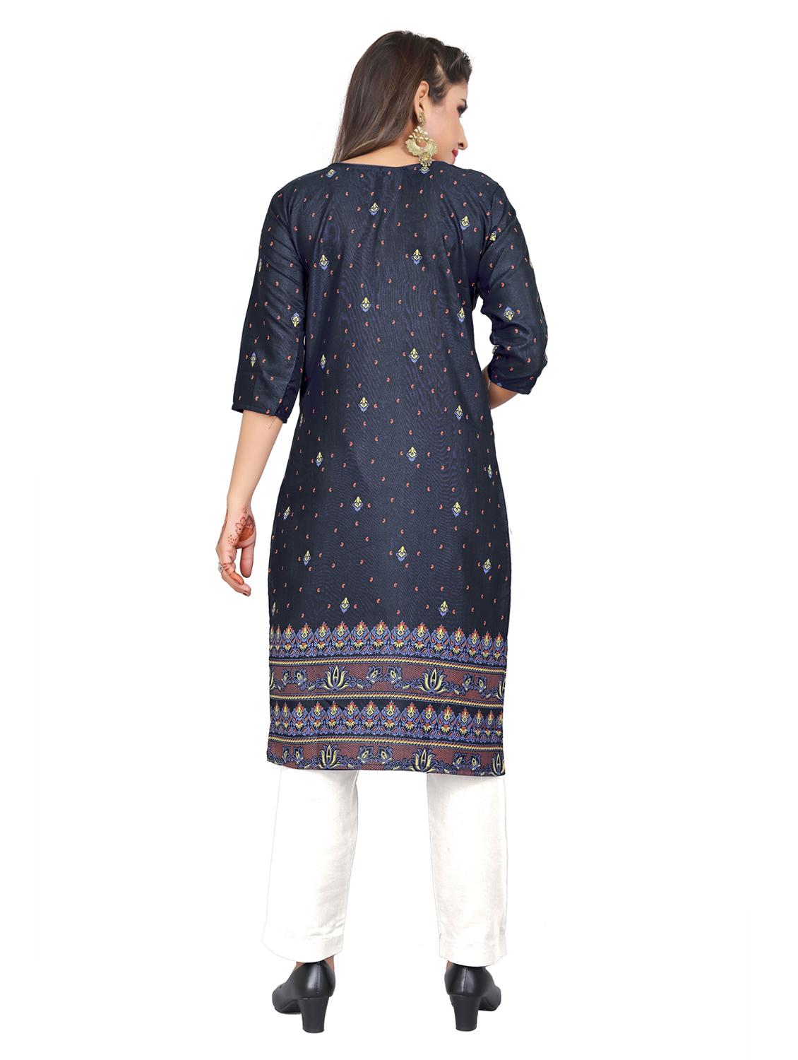 women round neck printed straight kurta - 21297647 - Standard Image - 3