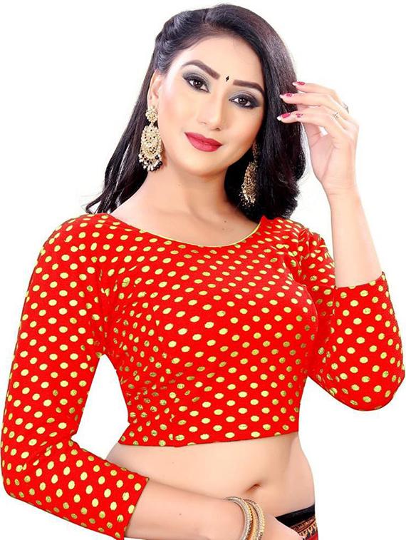 red round neck polka dots printed blouse - 21302475 - Zoom Image - 0