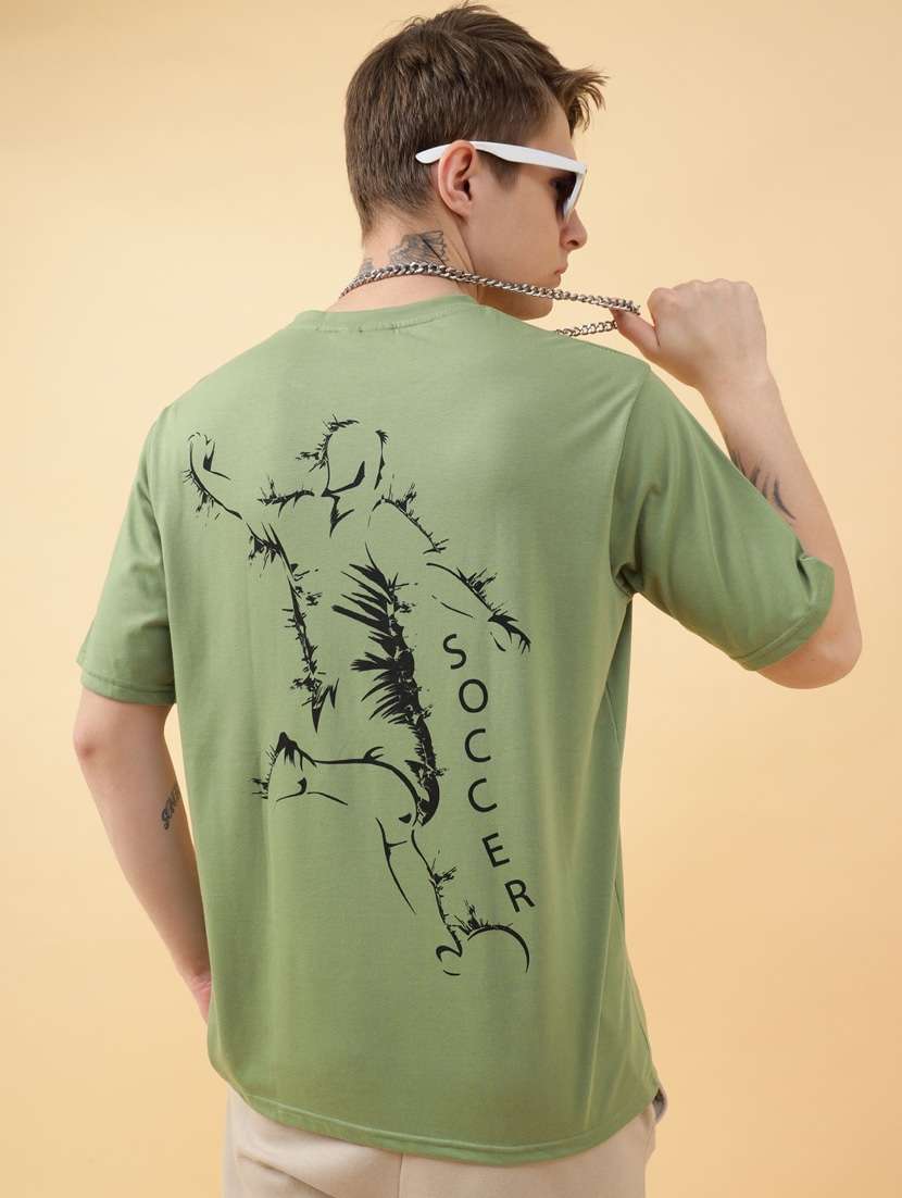 men back print oversized short sleeves t-shirt