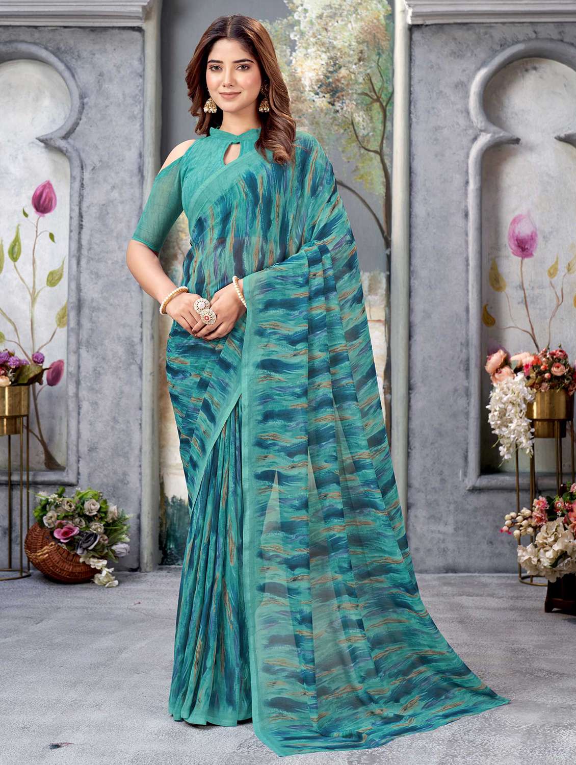 women printed saree - 21303696 - Zoom Image - 0
