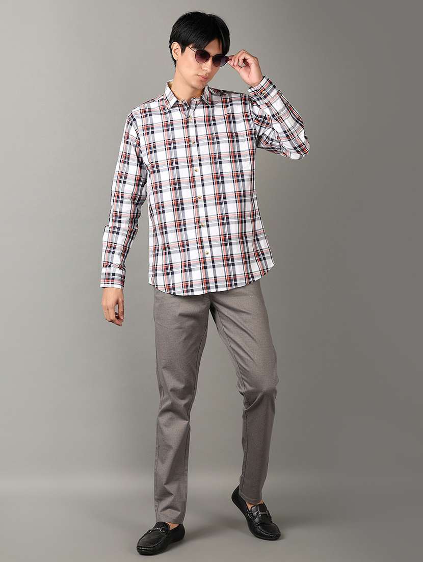 men long sleeves checkered casual shirt - 21303791 -  Standard Image - 5