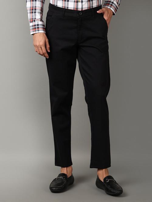 men mid rise solid flat front casual trouser - 21303807 - Standard Image - 0