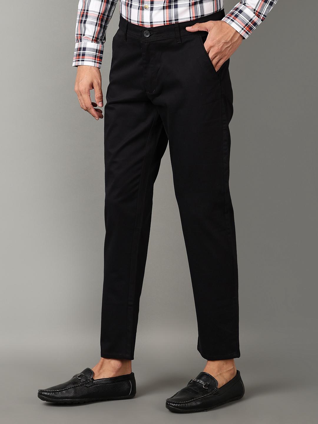 men mid rise solid flat front casual trouser - 21303807 - Standard Image - 3