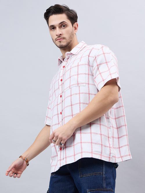 white checkered cotton casual shirt - 21303889 -  Standard Image - 0