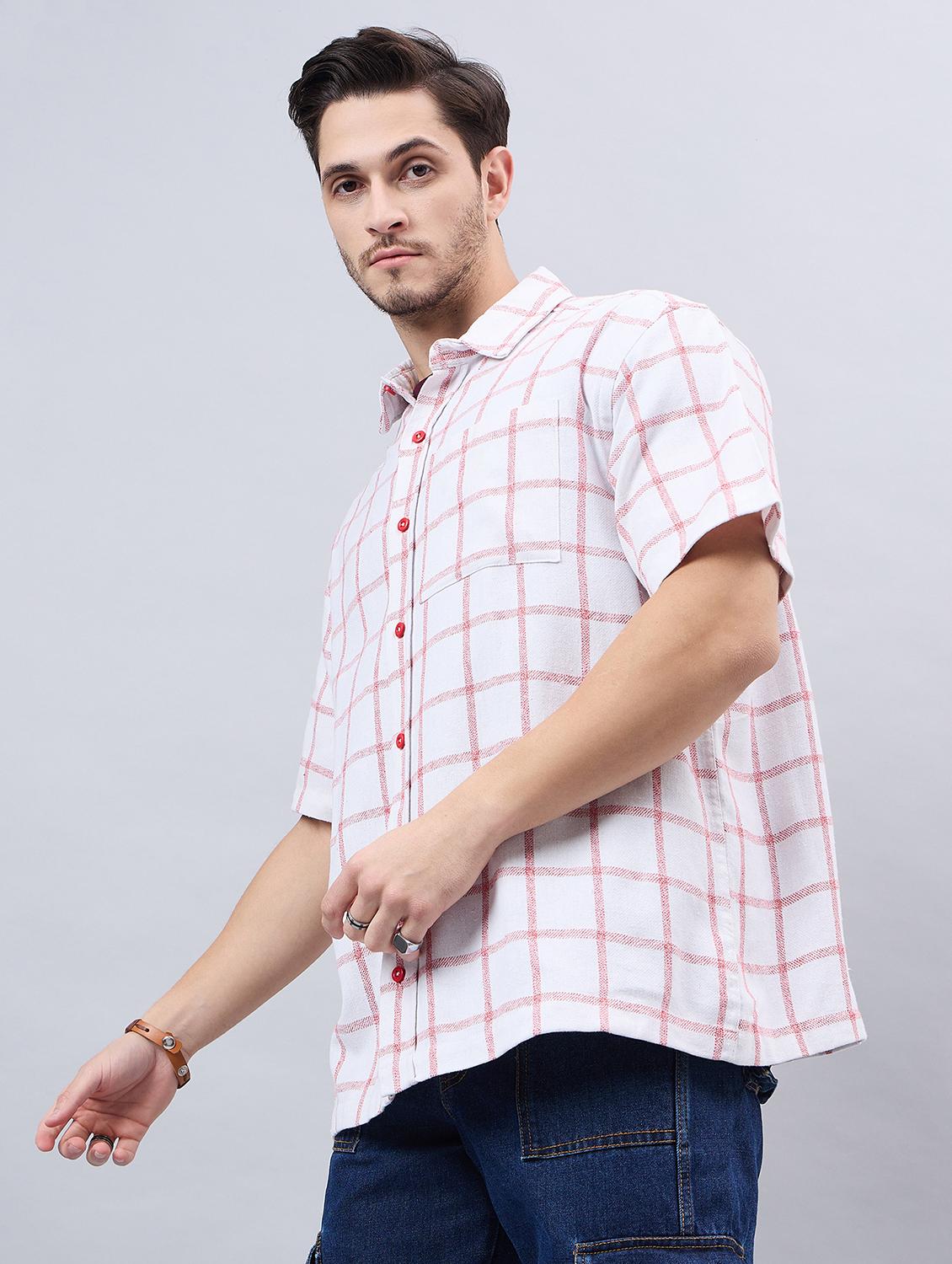 white checkered cotton casual shirt - 21303889 -  Zoom Image - 0