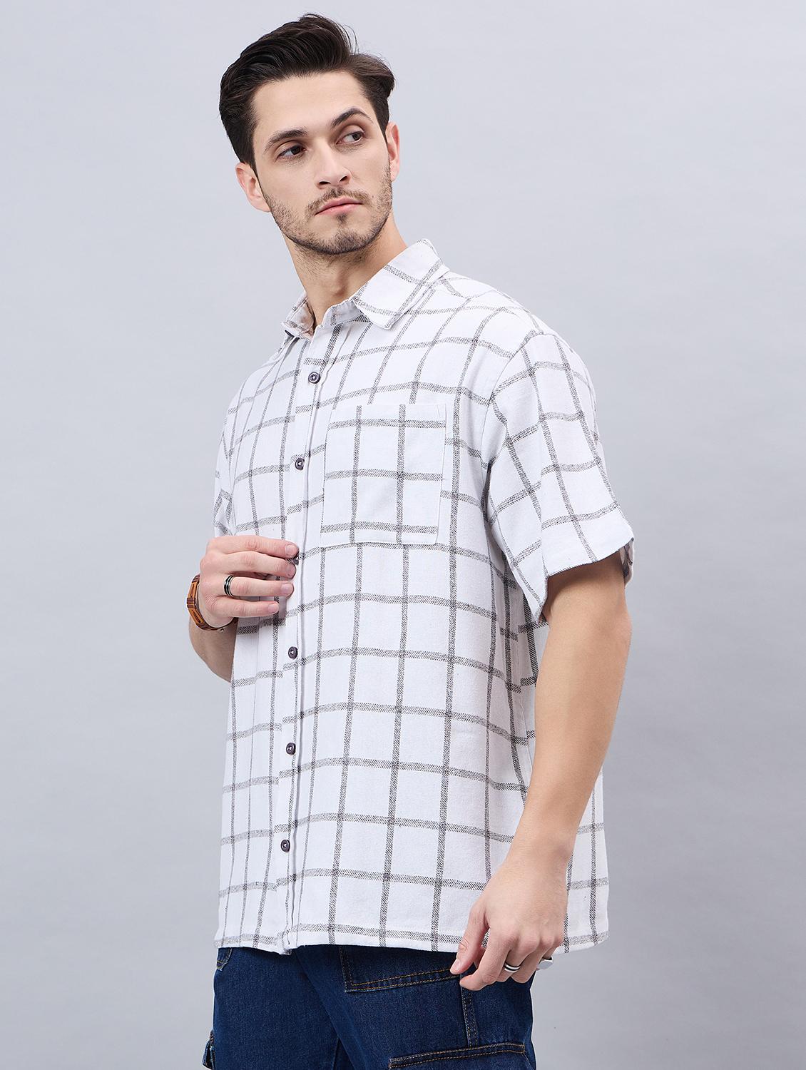 white checkered cotton casual shirt - 21303890 - Zoom Image - 0