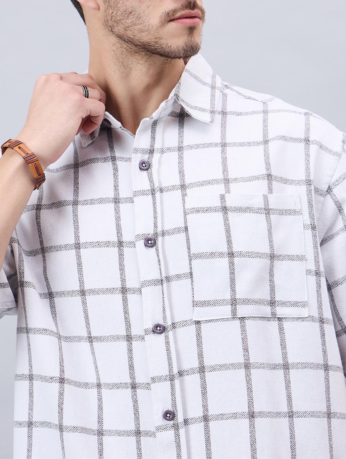 white checkered cotton casual shirt - 21303890 - Standard Image - 5
