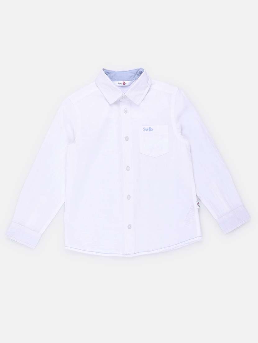 white solid cotton shirt