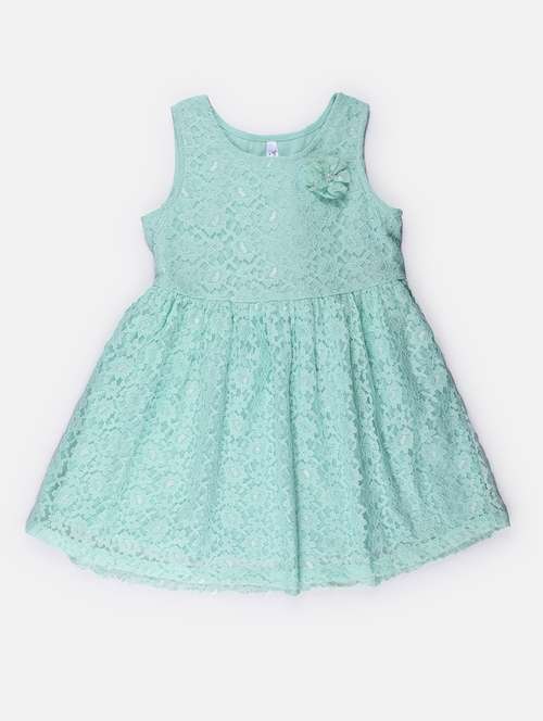 sea green lace work frock - 21304034 - Standard Image - 0