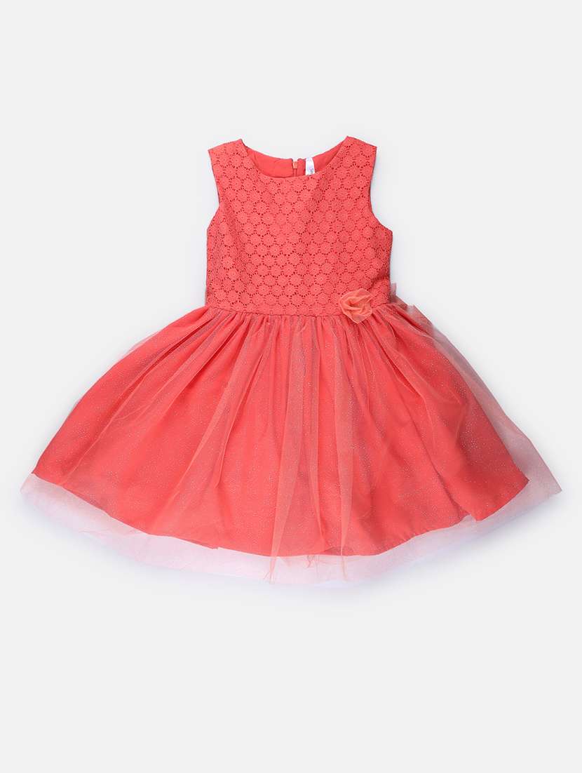 kids orange cotton frock