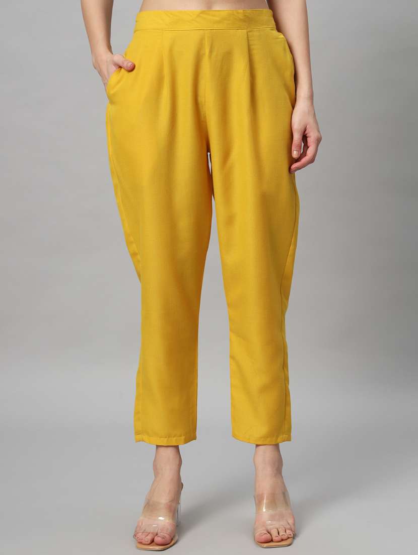 women yellow v neck kurta pant set - 21304162 - Standard Image - 5