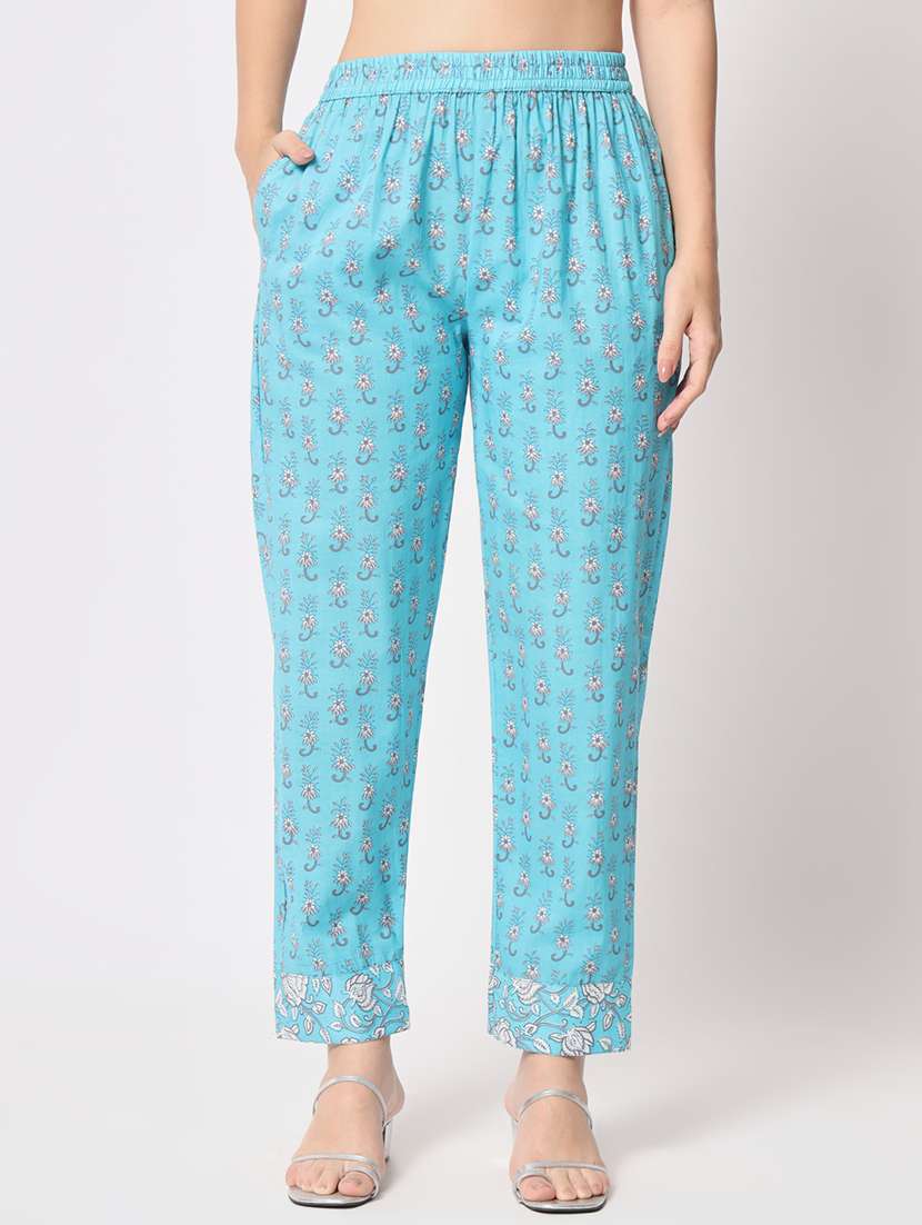 women light blue floral kurta pant set - 21304176 -  Standard Image - 5