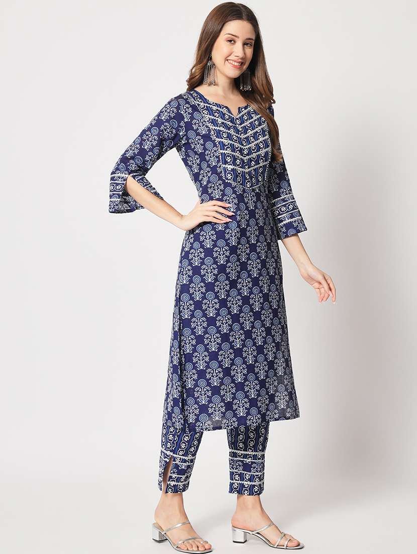women three quarter sleeve kurta pant with dupatta set - 21304177 -  Standard Image - 3