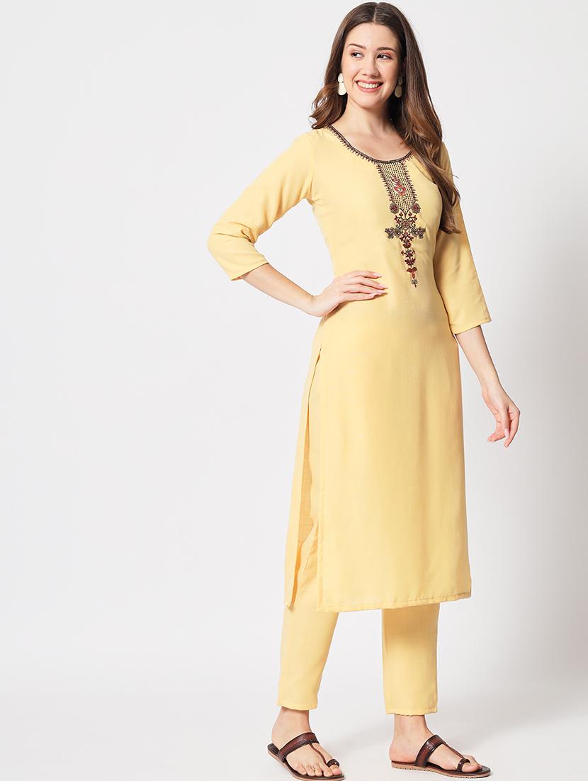 women three quarter sleeve kurta pant with dupatta set - 21304180 - Standard Image - 3