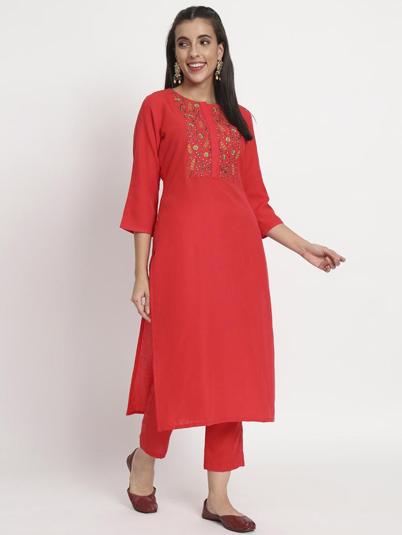 women three quarter sleeve kurta pant with dupatta set - 21304186 - Standard Image - 3