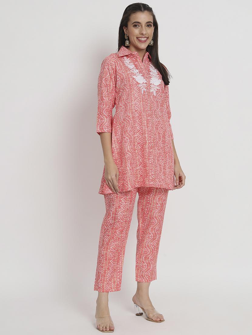 women paech bandhani printed kurta pant set - 21304209 - Standard Image - 3