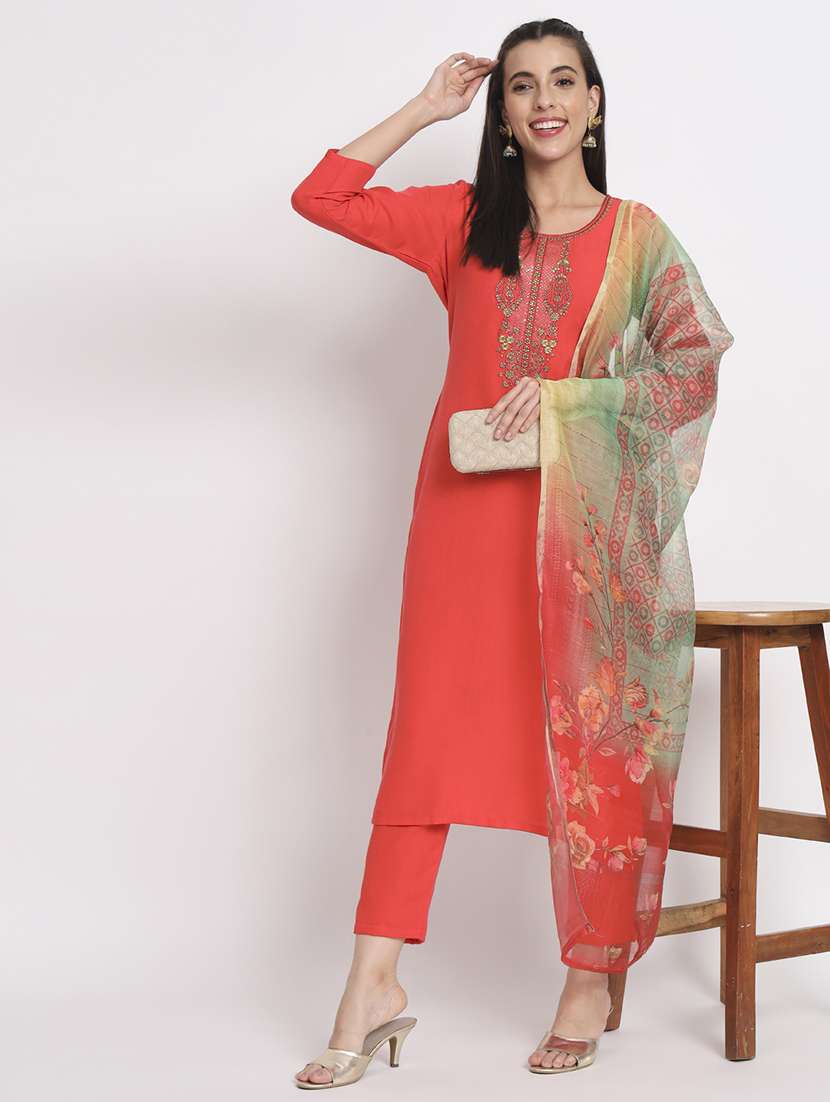women kurta pant set with dupatta - 21304217 - Zoom Image - 0