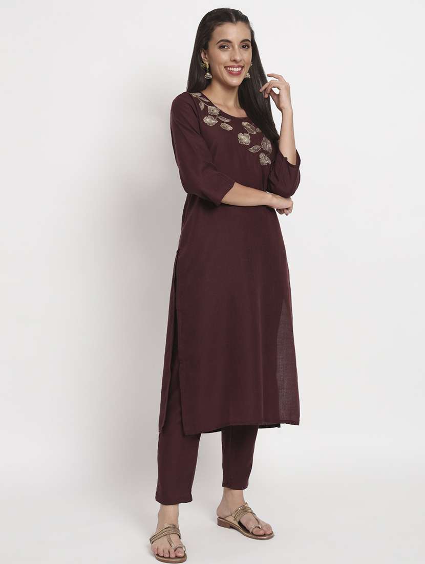 women three quarter sleeve kurta pant with dupatta set - 21304218 - Standard Image - 3