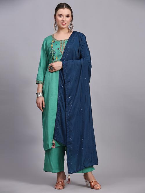 women kurta palazzo set wit dupatta - 21304233 -  Standard Image - 0
