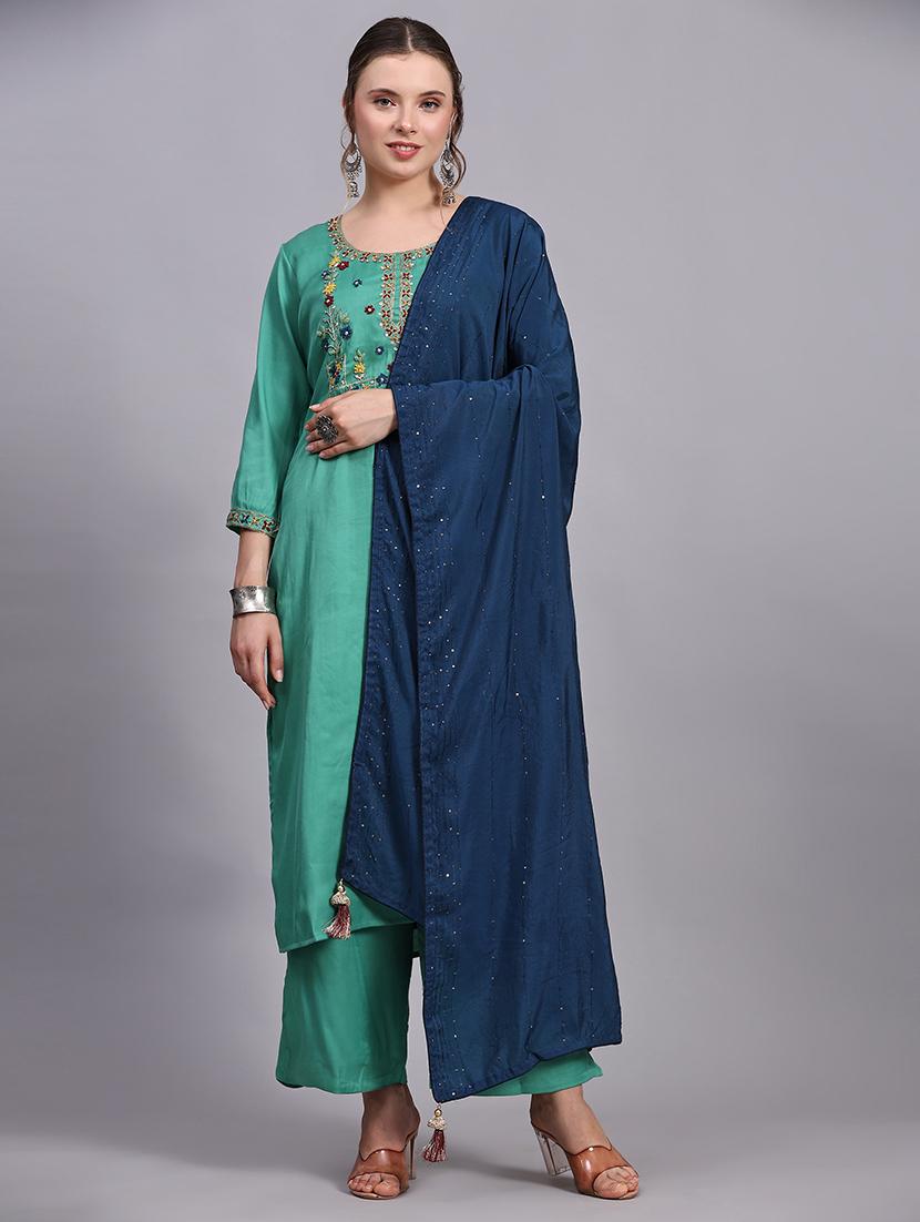 women kurta palazzo set wit dupatta - 21304233 -  Zoom Image - 0