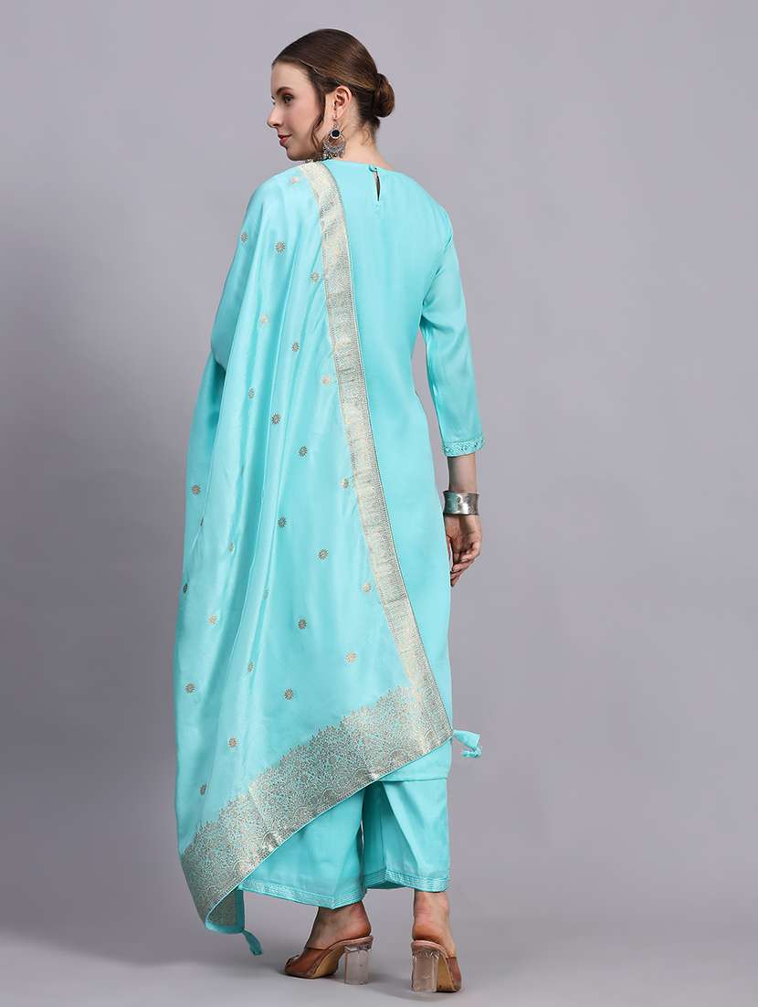 women three quarter sleeve kurta pant with dupatta set - 21304235 -  Standard Image - 5