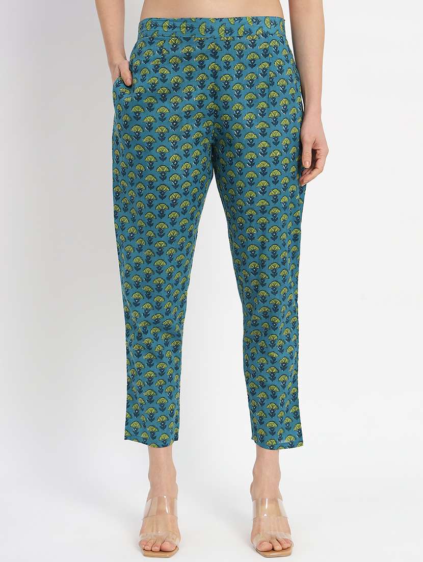 women teal printed kurta pant set - 21304239 - Standard Image - 5